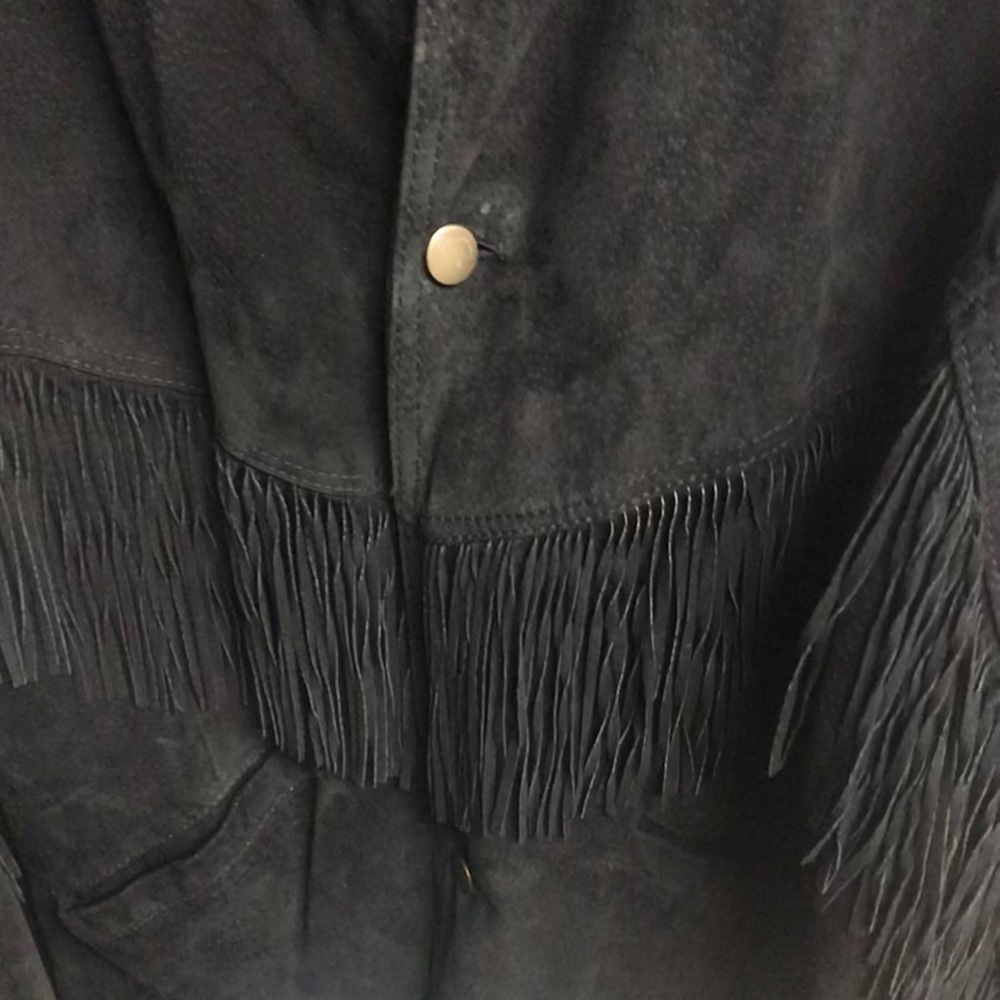 Black Suede Unisex Fringe Jacket